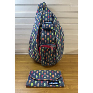 KAVU Rope Sling Bag And Wallet - Popsicle Party - Backpack Canvas Crossbody